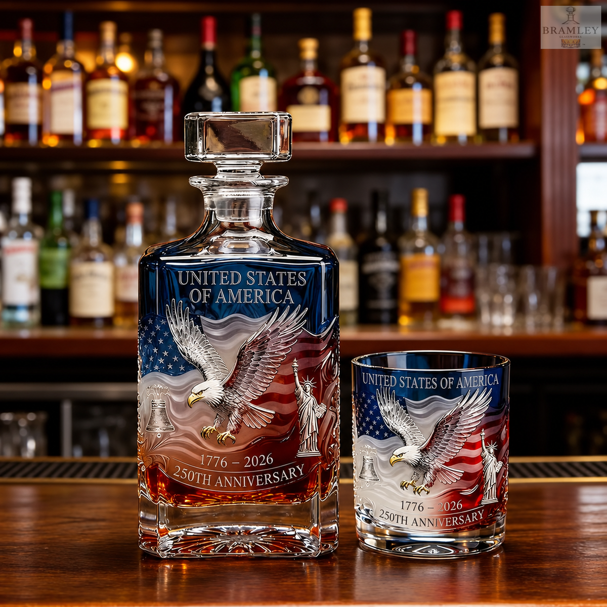 American Eagle 250th Anniversary Whisky Decanter & Glass Set