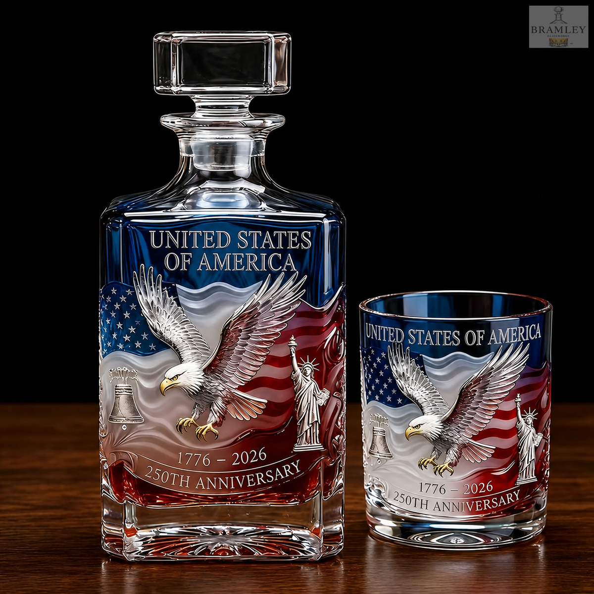 American Eagle 250th Anniversary Whisky Decanter & Glass Set