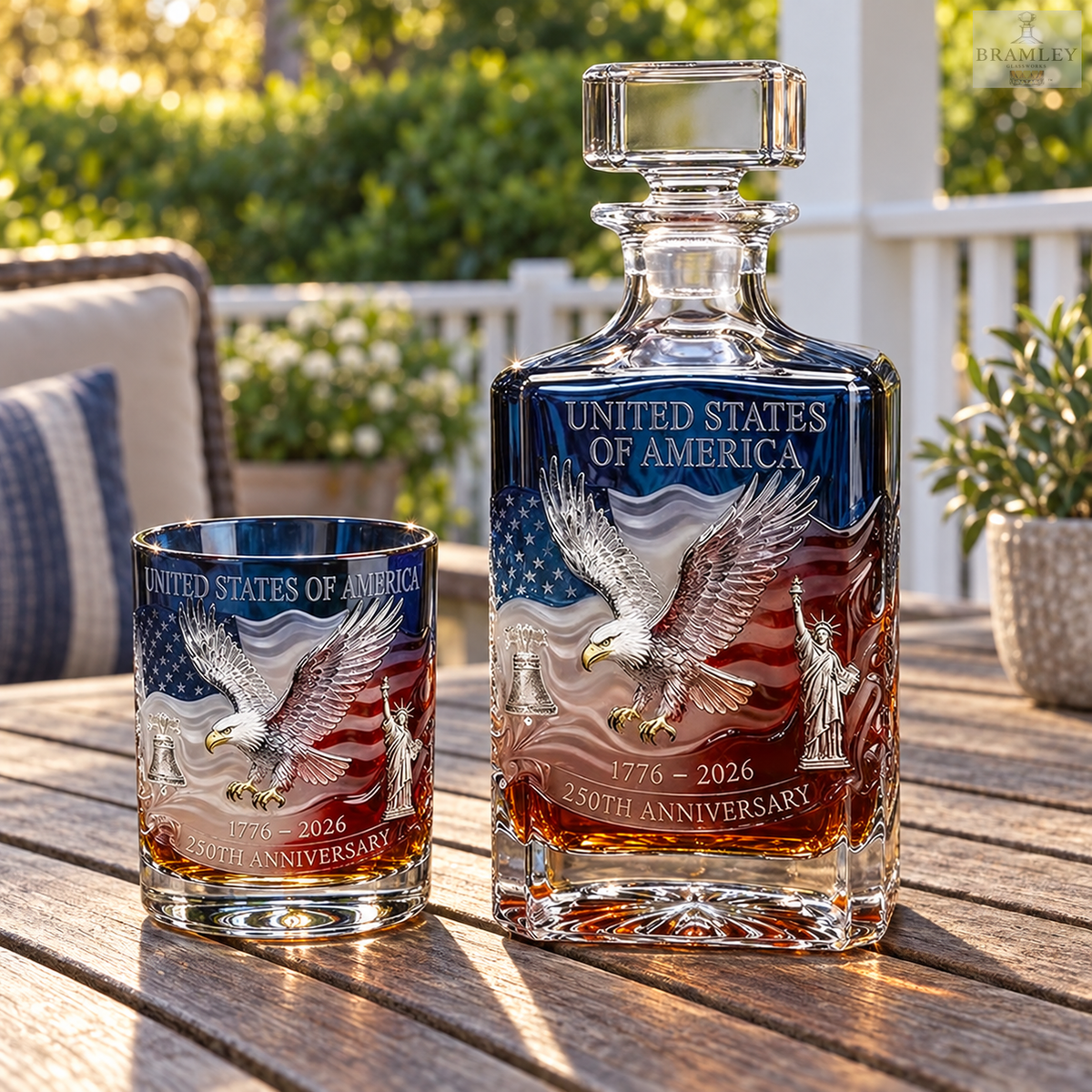 American Eagle 250th Anniversary Whisky Decanter & Glass Set