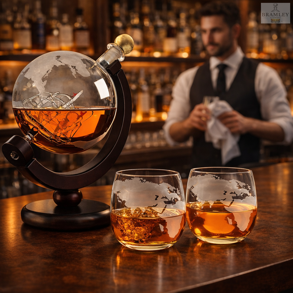 Globe Whisky Decanter & Glasses Set