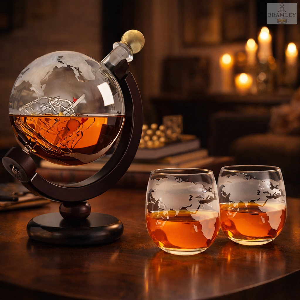 Globe Whisky Decanter & Glasses Set