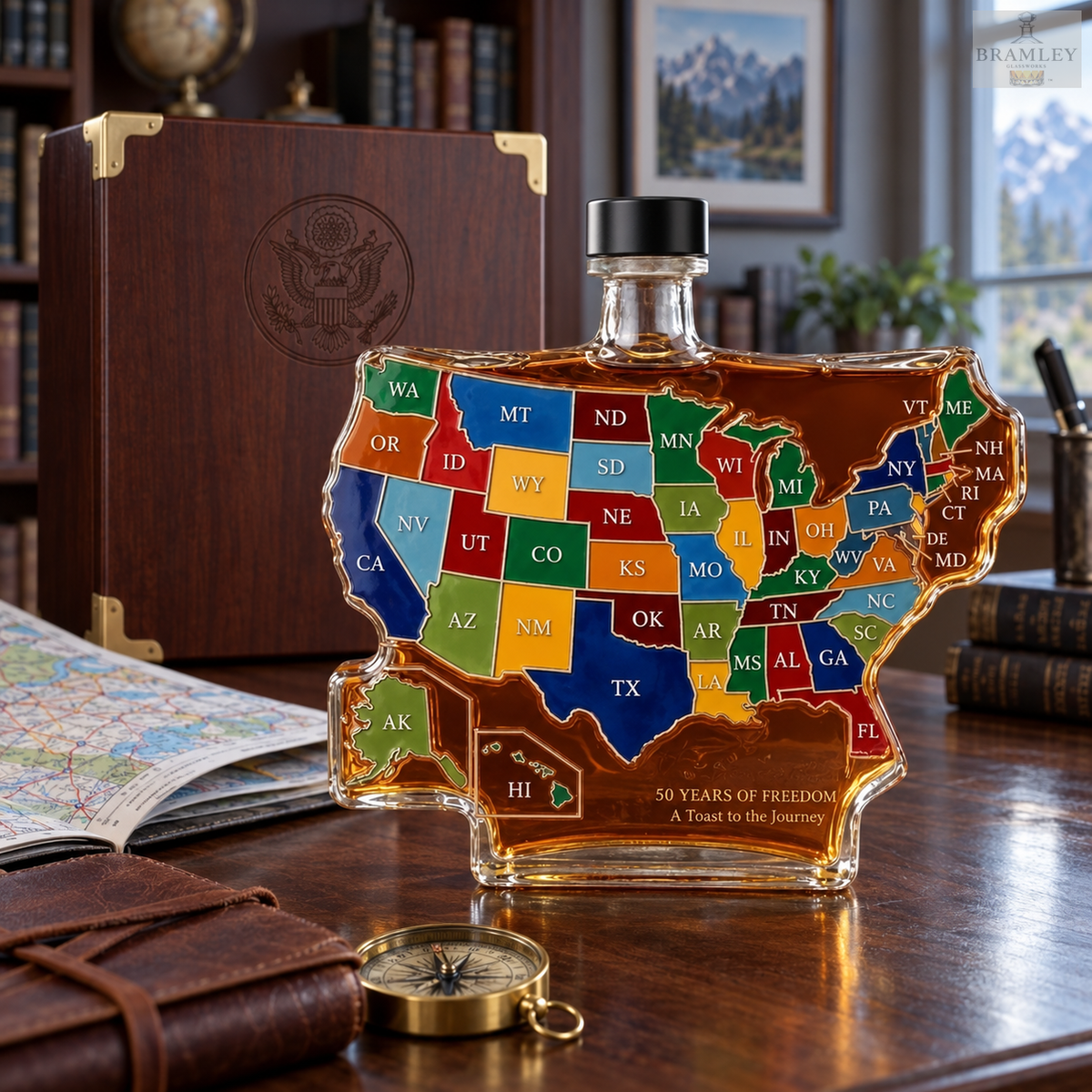 USA Map 250th Anniversary Whisky Decanter